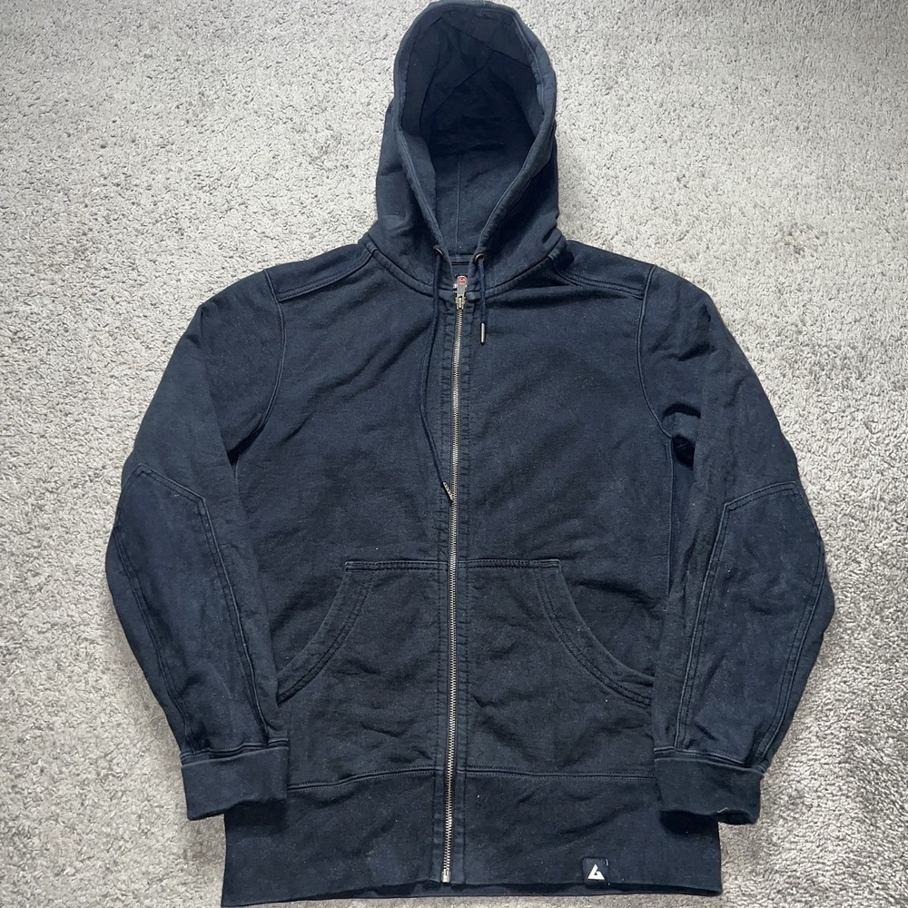 American Giant Hoodie Heavy Elbow Patch Zip Sweatshirt Medium Mens Black Jacket